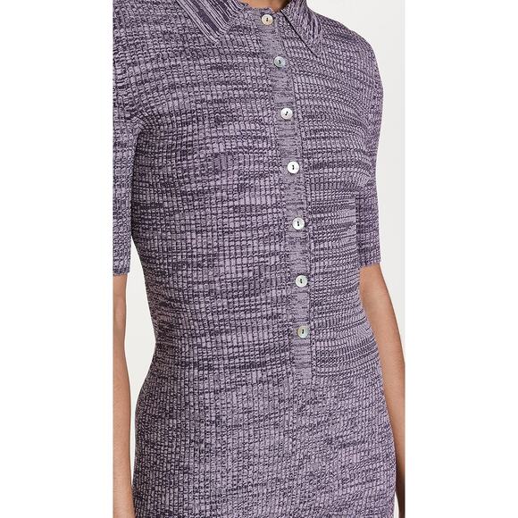 Le Ore Remini Collared Ribbed Knit Romper Sea Fog Nightshade Marl Purple XS - Picture 4 of 10